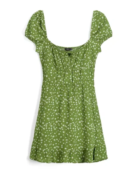 Bershka Rochie galben / verde alb