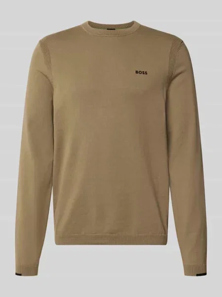 Sweter w kroju regular fit z czystej bawełny model KN_Ever-X' Boss Green beżowy