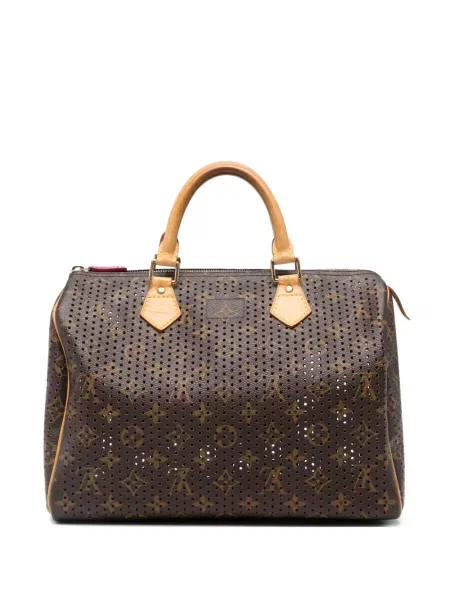Kožená kožená taška Louis Vuitton Pre-owned s perforací hnědá