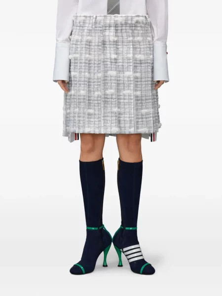 Fusta plisata Thom Browne plisată până la genunchi alb