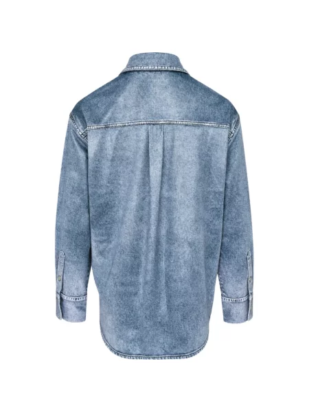 Lung cămașă Rag & Bone de catifea albastru