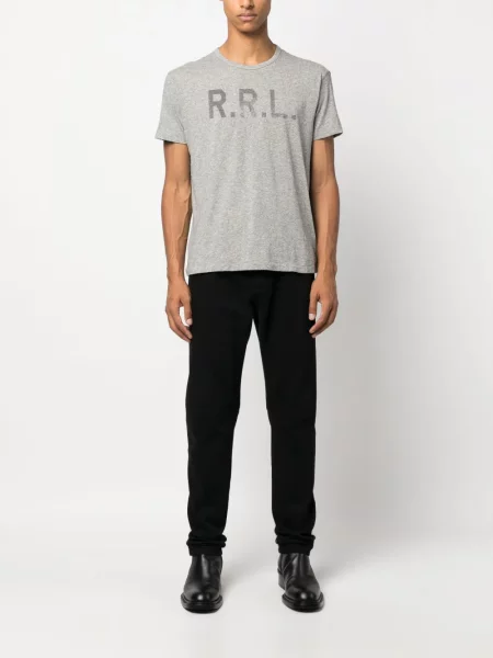 Tričko Ralph Lauren Rrl s potiskem šedé