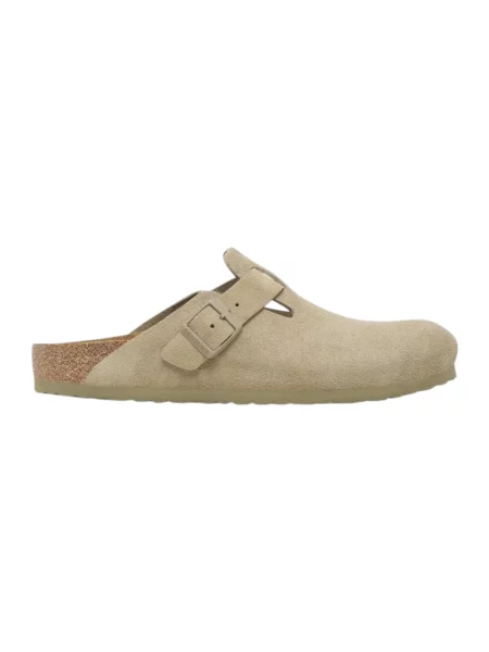 Klapki Birkenstock zamszowe beżowe