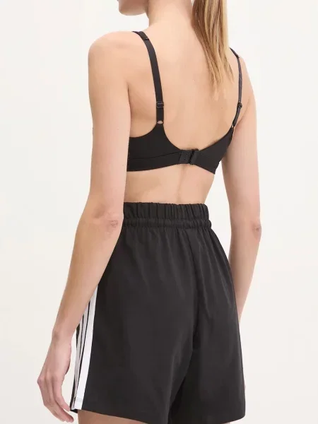 Adidas rövidnadrág Essentials női mintás magas derekú fekete