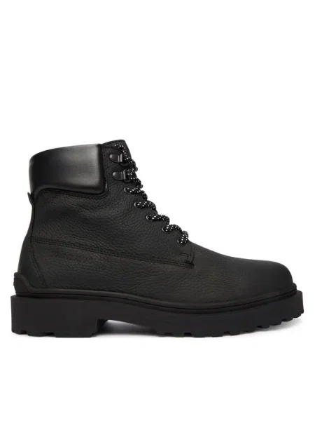 Tommy Jeans Ghete Tjm Lace Up Boot Leather negru