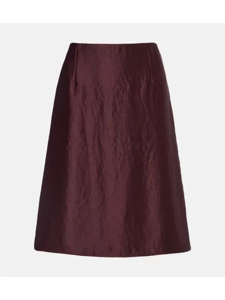 Fustă midi Vince din satin până la genunchi bordo