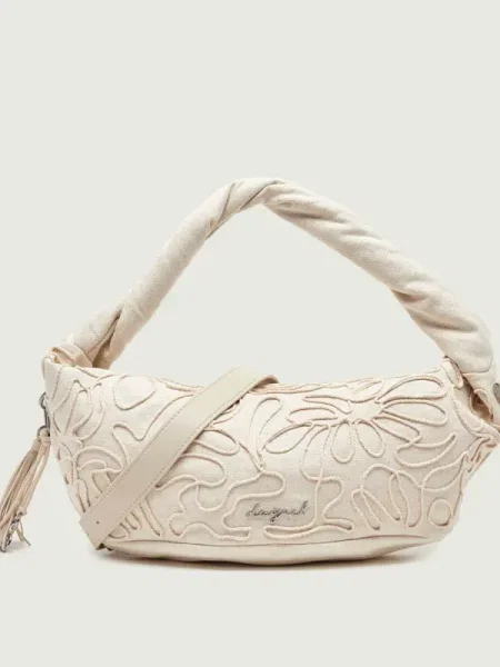 Desigual Geantă de umăr alb lână bej