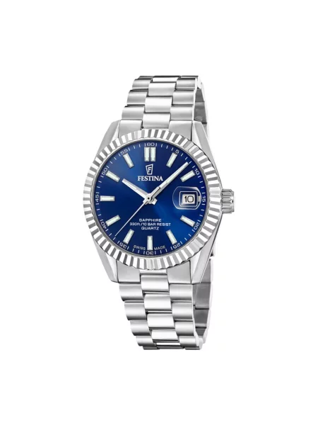 FESTINA Analogové hodinky Date watch Classic Steel Swiss Made' modrá