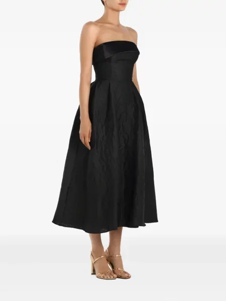 Rochie midi Post Meridiem din satin până la genunchi de costum negru