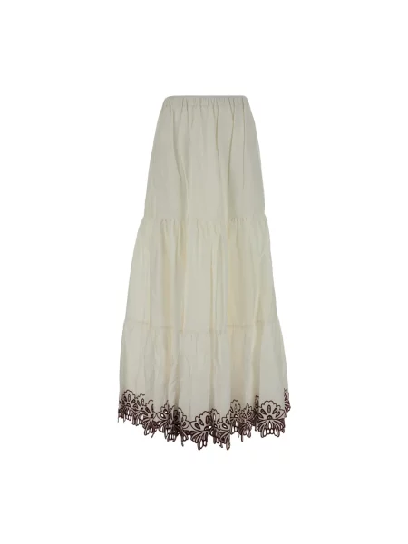 Długa spódnica maxi Amotea z wysoką talią z falbankami biała