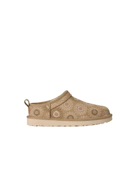 UGG kapcie zamszowe W Classic Micro Sun Stitch beżowe