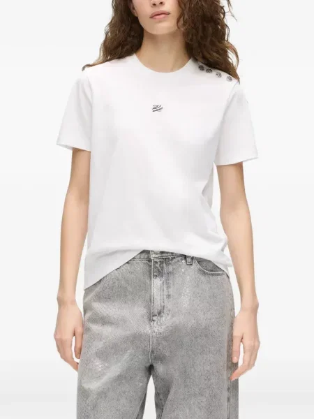 Tricou Karl Lagerfeld cu broderie alb