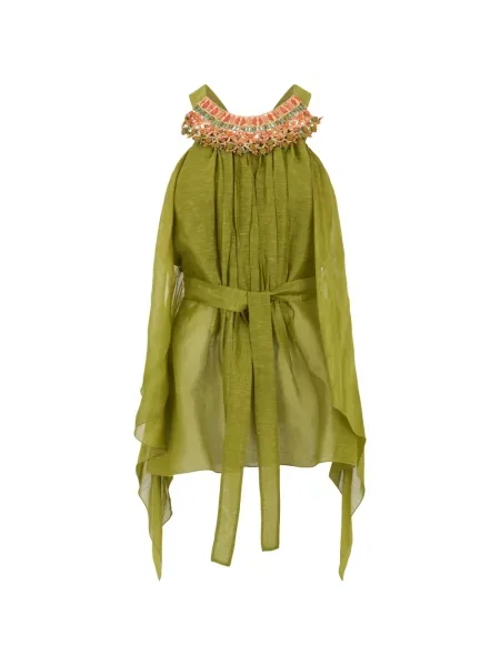 Bluză Alberta Ferretti cu mărgele cu gât halter verde