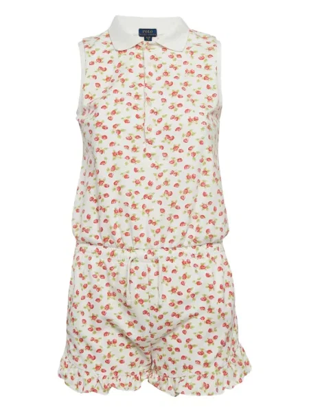 Tricou polo Polo Ralph Lauren din piele de căprioară cu broderie cu dungi alb