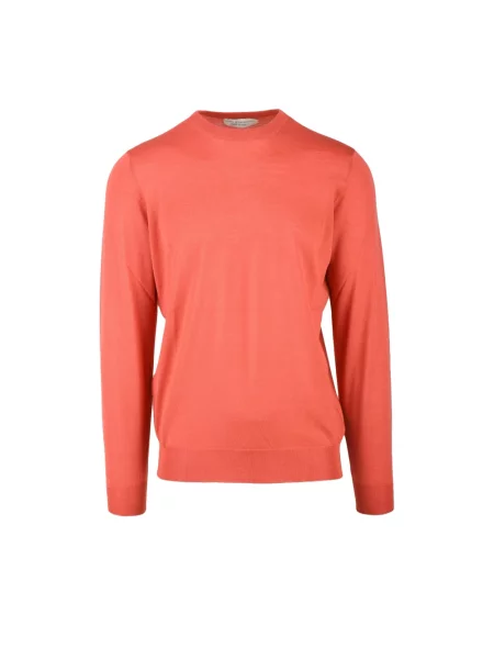 Sweter Filippo De Laurentiis z wełny merino z okrągłym dekoltem pomarańczowy