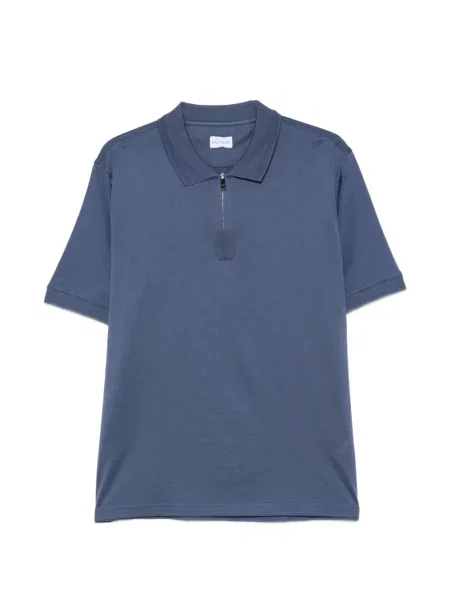Tricou polo Pal Zileri din jacard cu autograf albastru