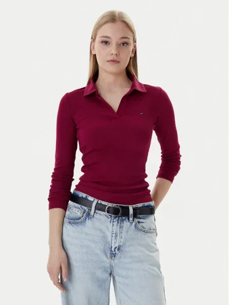 Tommy Jeans Bluză Essential Vișiniu