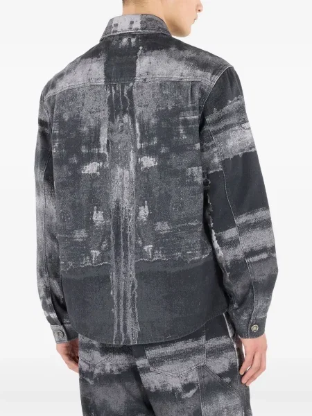 Cămașă Roberto Cavalli cu imagine cu imprimeu abstract negru