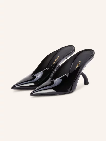 Ferragamo Lakierowane Klapki Itaca schwarz czarne