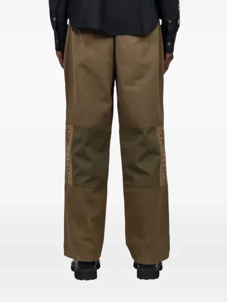 Květinové kalhoty Baziszt s výšivkou zelené