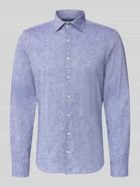 Koszula casual o kroju slim fit z domieszką lnu Roy Robson niebieska