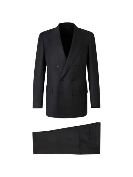 Costum Tom Ford cu model herringbone cu două rânduri de nasturi negru