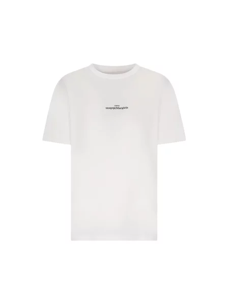 Koszulka Maison Margiela z logo z krótkim rękawem z dekoltem w kształcie litery U biała