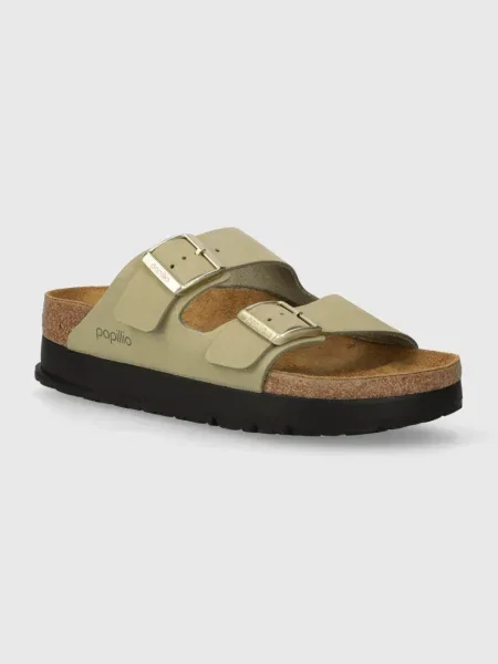 Birkenstock papuci din nubuc Arizona Platform Flex Birkenstock x Papillio cu platforma verde
