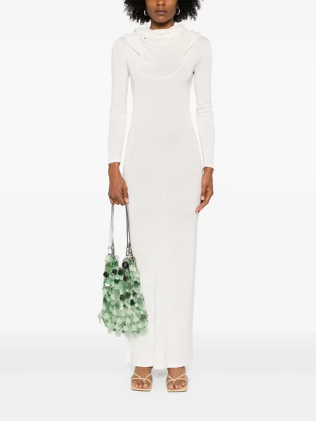 Rochie maxi Aya Muse tricotate de costum alb