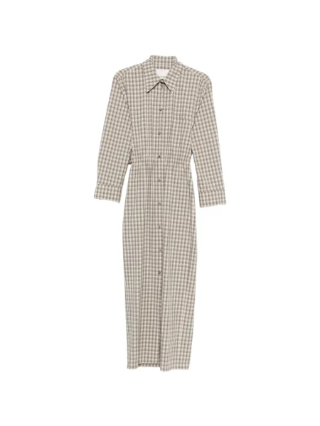 Maxi rochie tip cămașă Nanushka în carouri de costum