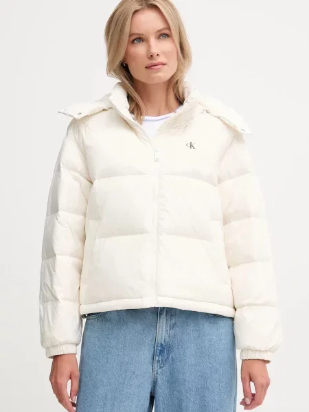 Calvin Klein Jeans kurtka puchowa zimowa oversize beżowy
