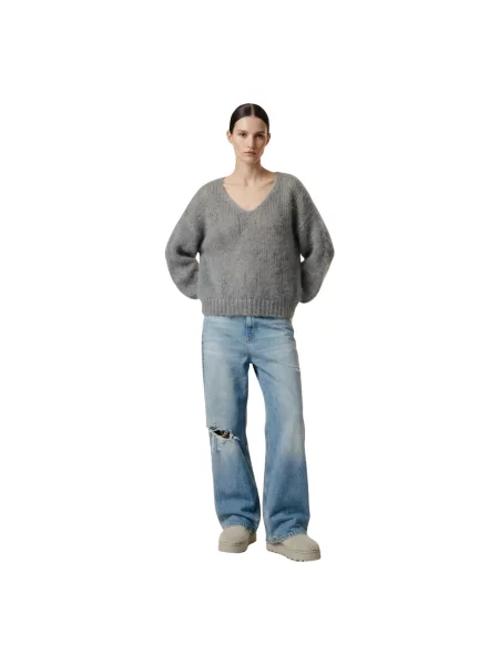 Sweter Americandreams wełniany szary