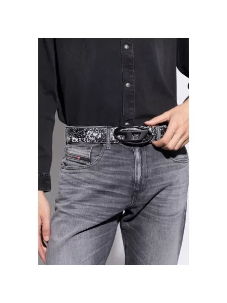 Diesel Akcesoria Mężczyzna 90 CM Skórzany pasek `Oval D Logo czarny