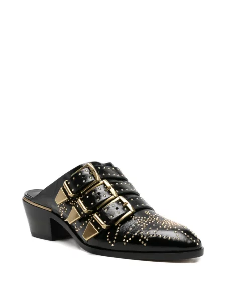 Papuci tip mules Chloé cu tepi negru
