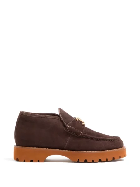Cizme scurte Valentino Garavani din piele chunky maro