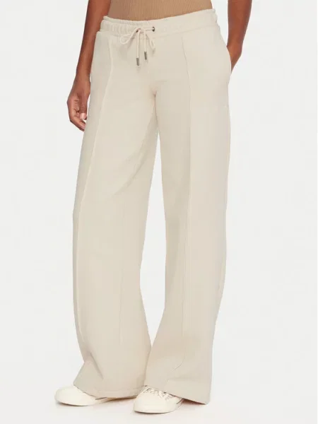 Guess Jeans Spodnie dresowe Wide Leg beżowy