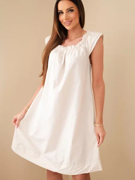 Sukienka z falbankami Kesi Włoski z falbankami beżowa