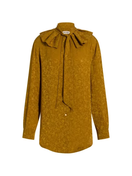 Cămașă Alberta Ferretti cu model floral cu volane galben