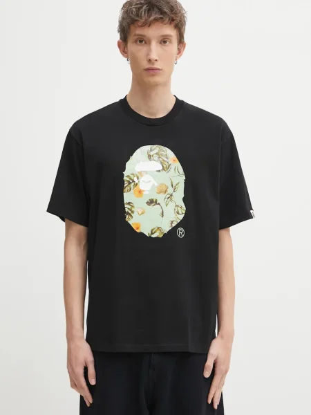 A Bathing Ape tricou din Vacation Pattern APE Head cu imprimeu negru