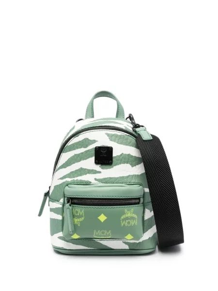 Rucsac Mcm din piele cu imagine verde