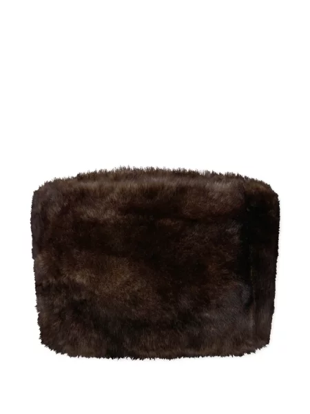Fular Rabanne din piele de oaie maro