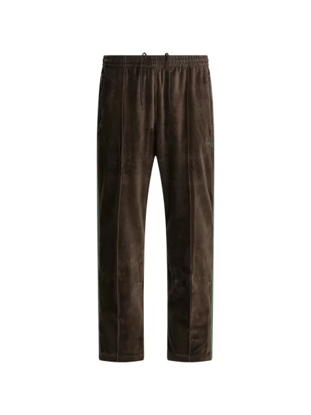 Pantaloni Needles de catifea alergare cu autograf maro