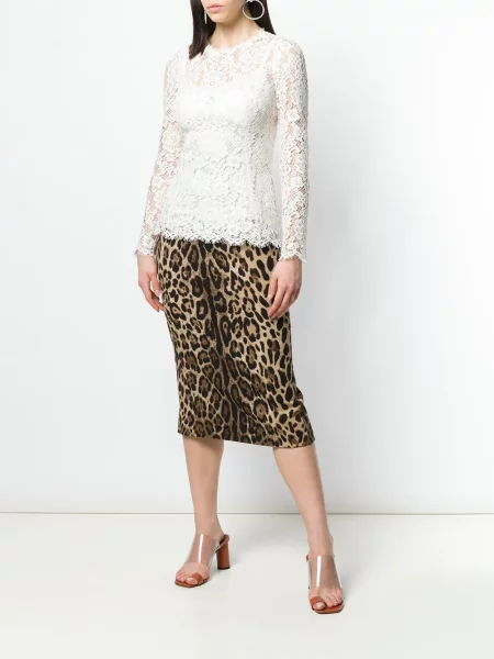 Top Dolce & Gabbana cu model floral din dantelă alb