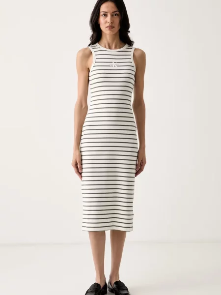 Calvin Klein Jeans rochie bodycon din cu bej
