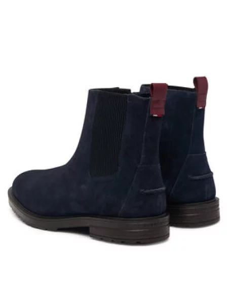 Čizme Tommy Hilfiger Cleated Hilifger Suede Boot Tamnoplava