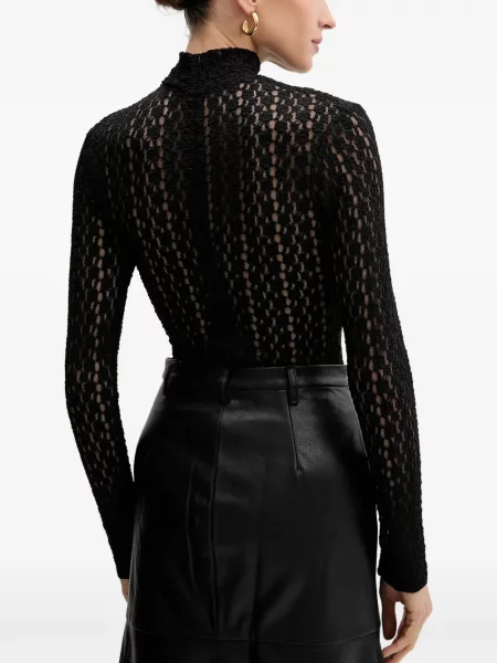 Body Bardot din dantelă negru