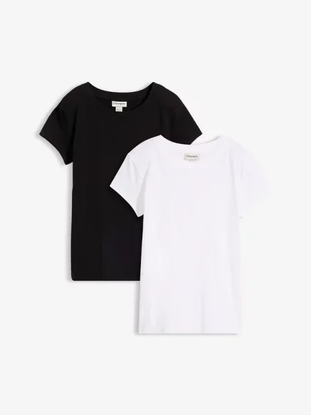 T-shirt z czystej bawełny organicznej 2 szt. czarna