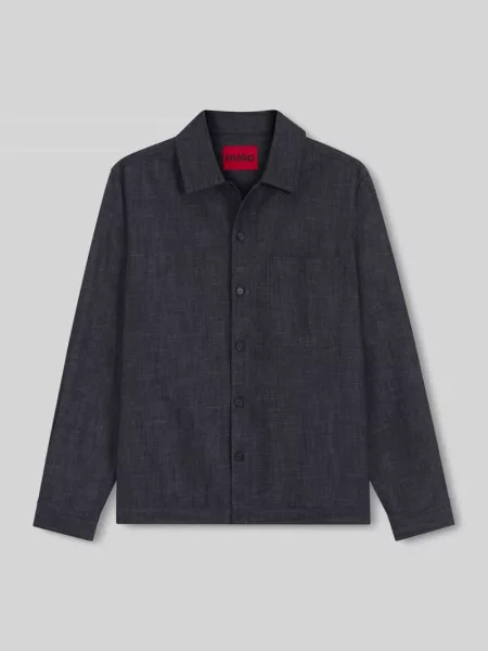 Koszula jeansowa o kroju oversized fit z czystej bawełny model Ejiri' Hugo niebieska