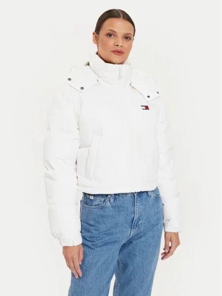 Tommy Jeans Geacă din puf Alaska Cropped Fit alb