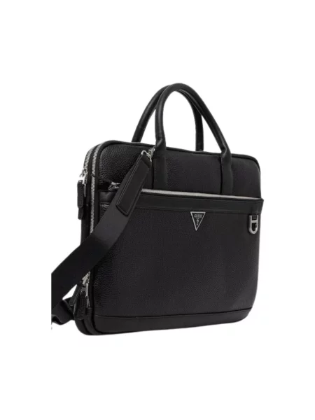Torba na laptopa Guess skórzana czarna